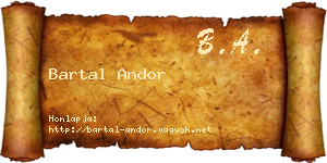 Bartal Andor névjegykártya